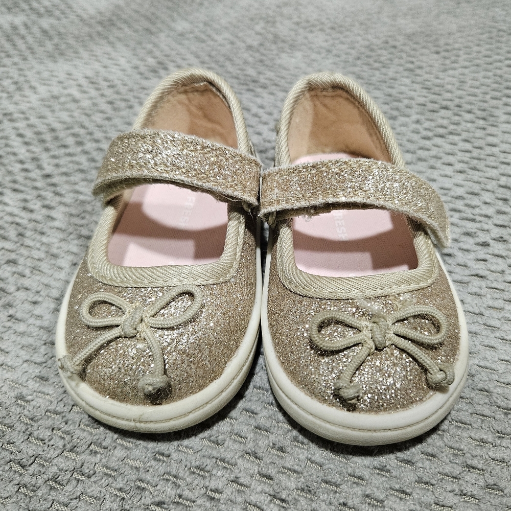 Sparkly Gold Baby Shoes, Size 3.